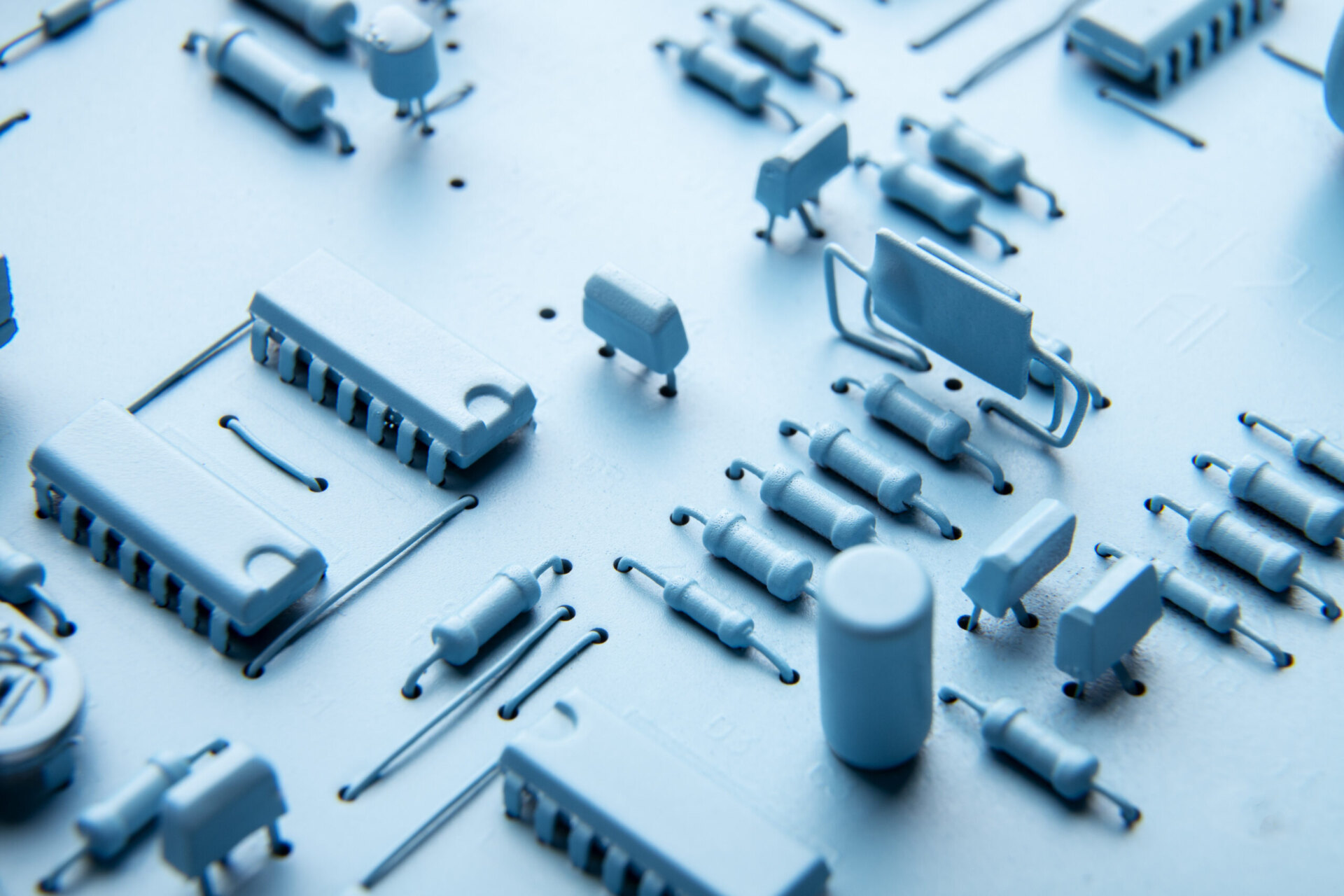 Circuit board close-up with different components